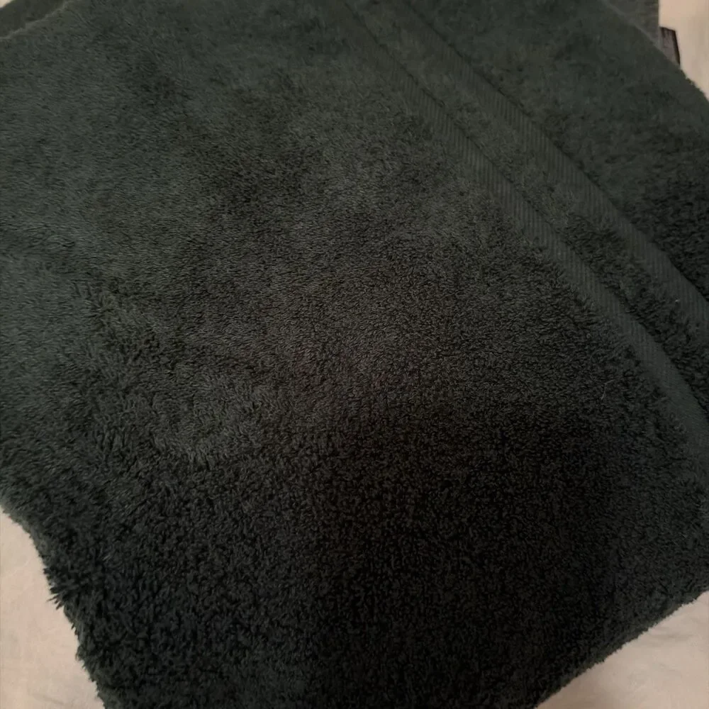Ralph Lauren Home Large Green Cotton Bath Towel Red Pony Logo Made in USA 29x54”